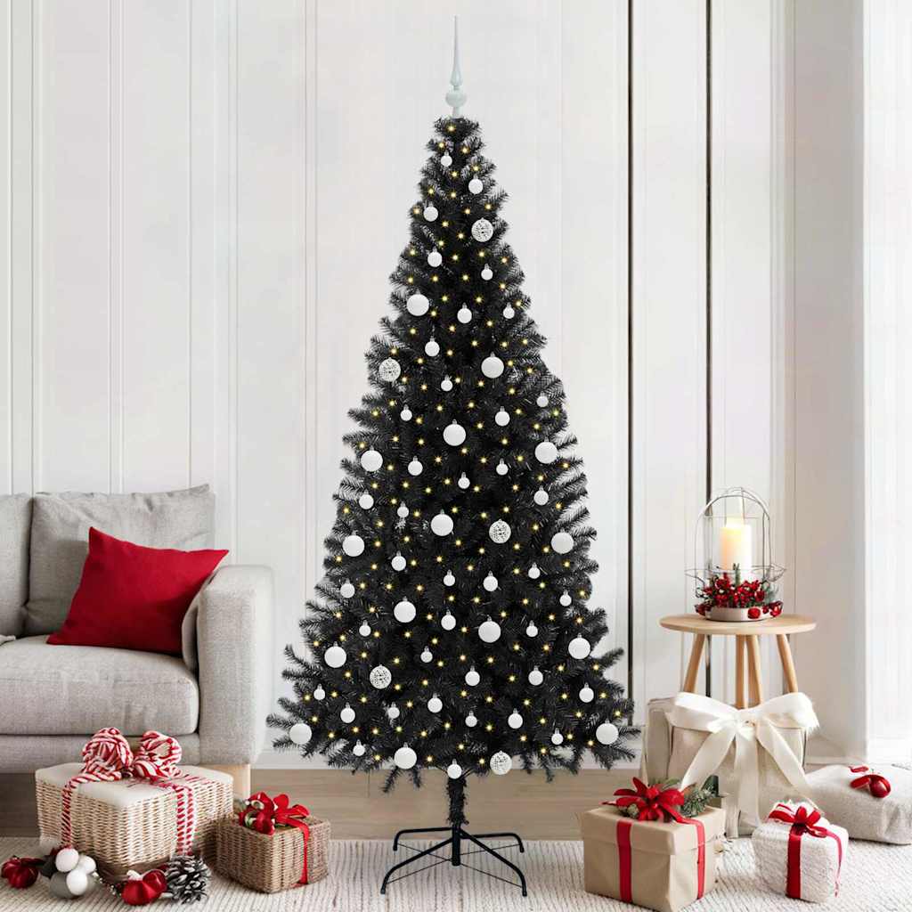 CINDOR Christmas Tree with 300 LEDs with Stand Black 210 cm PVC - Style and Chic