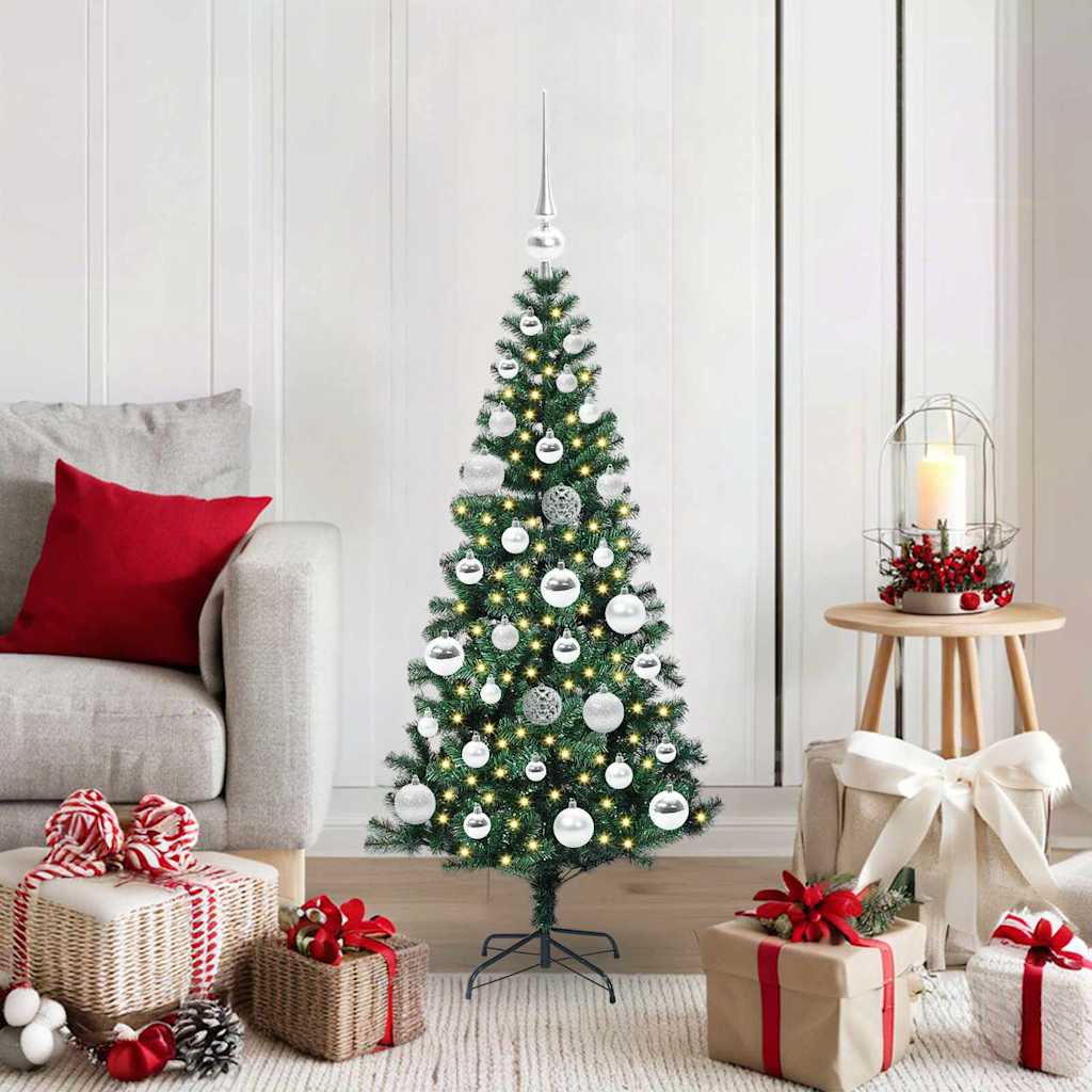 CHERLI Artificial Pre-lit Christmas Tree Green 120 cm PVC and Metal - Direct Imports