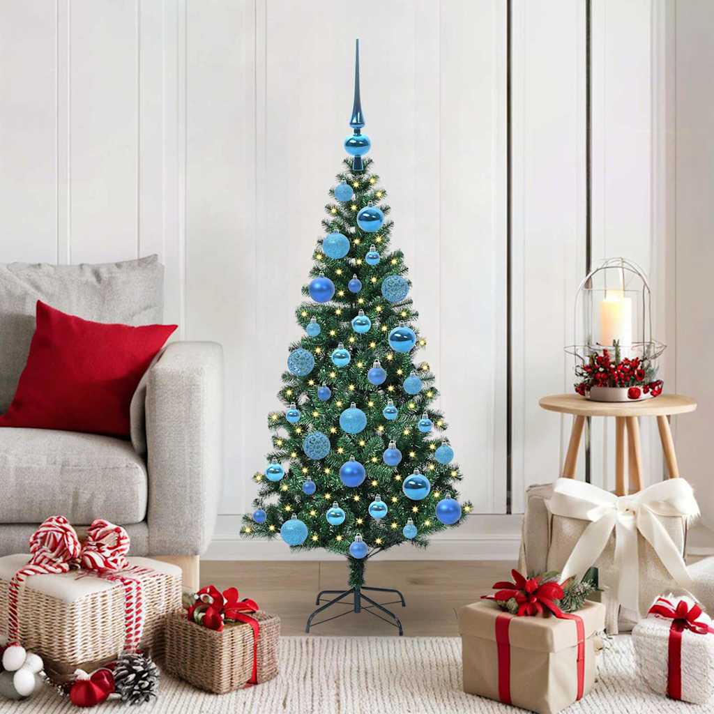 CHERLI Artificial Pre-lit Christmas Tree Green 120 cm PVC and Metal - Merkel Designers