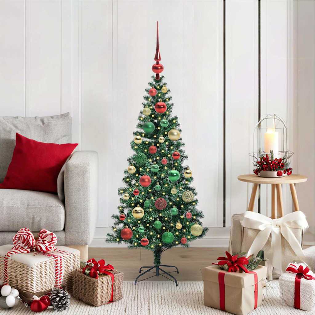 CHERLI Artificial Pre-lit Christmas Tree Green 120 cm PVC and Metal - Merlin Deals