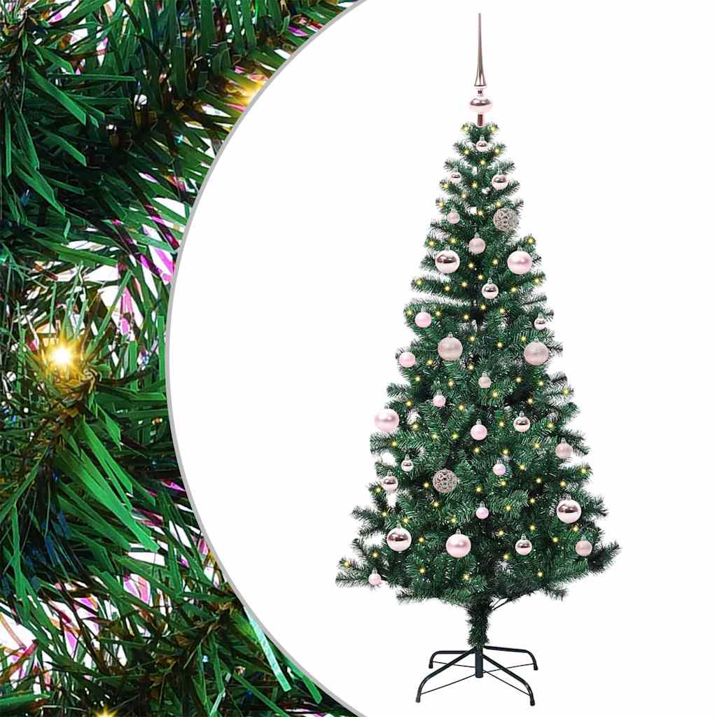 CHERLI Artificial Pre-lit Christmas Tree Green 150 cm PVC and Metal - Unbeatable Bargains