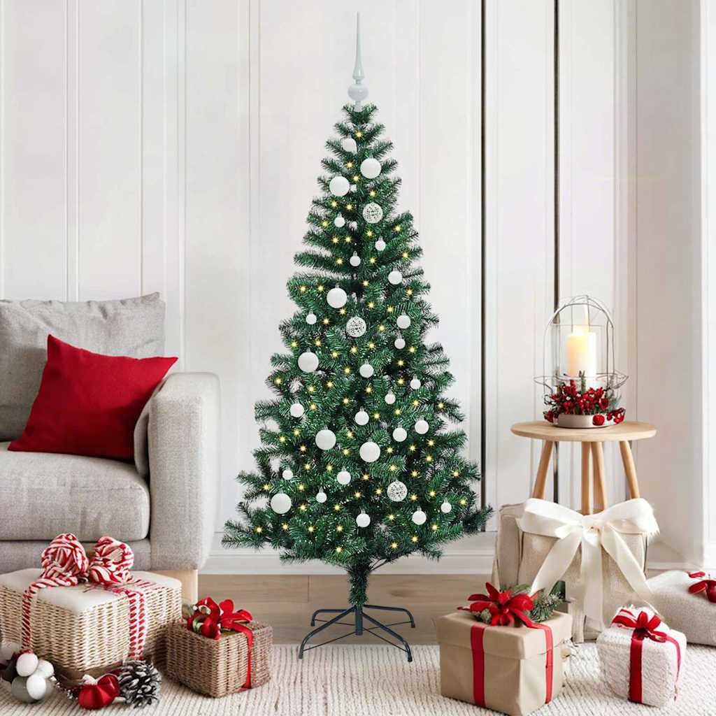 CHERLI Artificial Pre-lit Christmas Tree Green 150 cm PVC and Metal - All Things Good