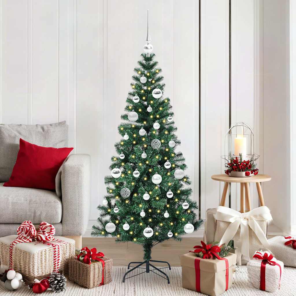 CHERLI Artificial Pre-lit Christmas Tree Green 150 cm PVC and Metal - Casper Homes