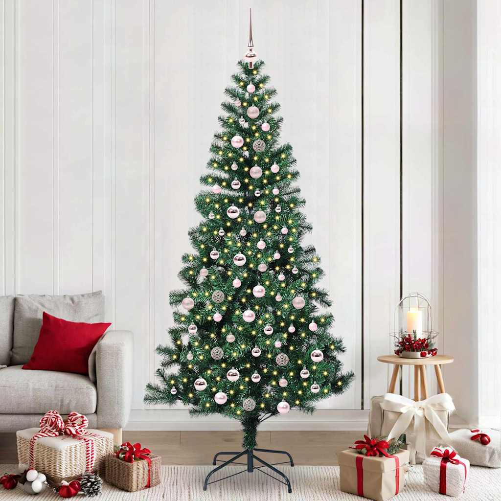 CHERLI Artificial Pre-lit Christmas Tree Green 240 cm PVC and Metal - Charlotte Dunes