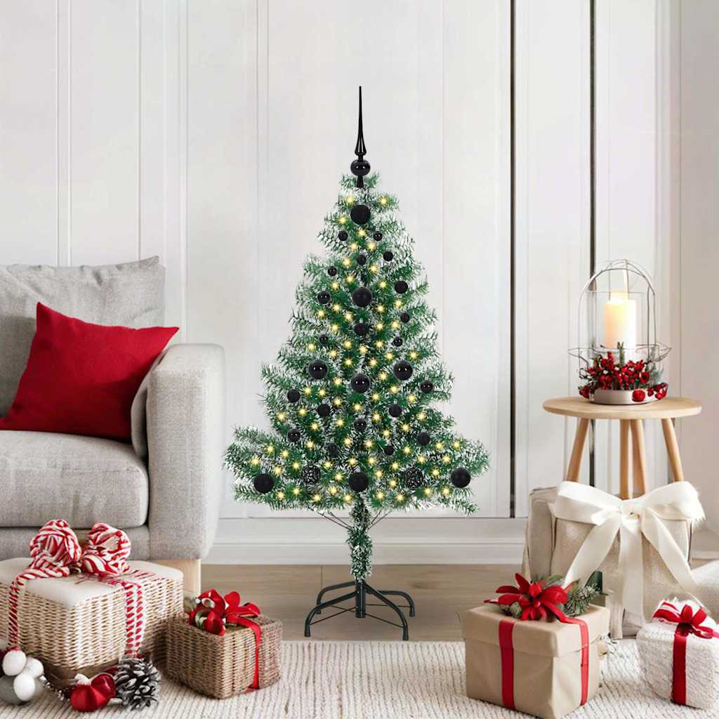 CHERLI Artificial Christmas Tree Snow Flocked with LED Light 120 cm - R and M Furniture