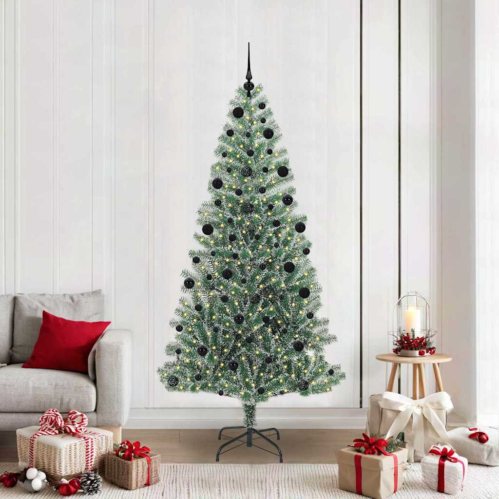 CINDEL Artificial Christmas Tree Snow Flocked with LED Light 210 cm - Decor Base