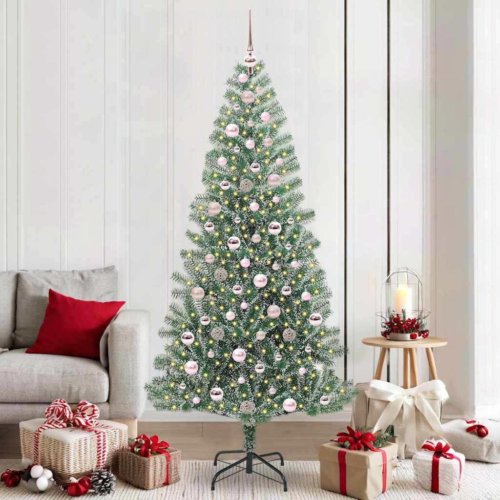 CINDEL Artificial Christmas Tree Snow Flocked with LED Light 210 cm - Design Hut