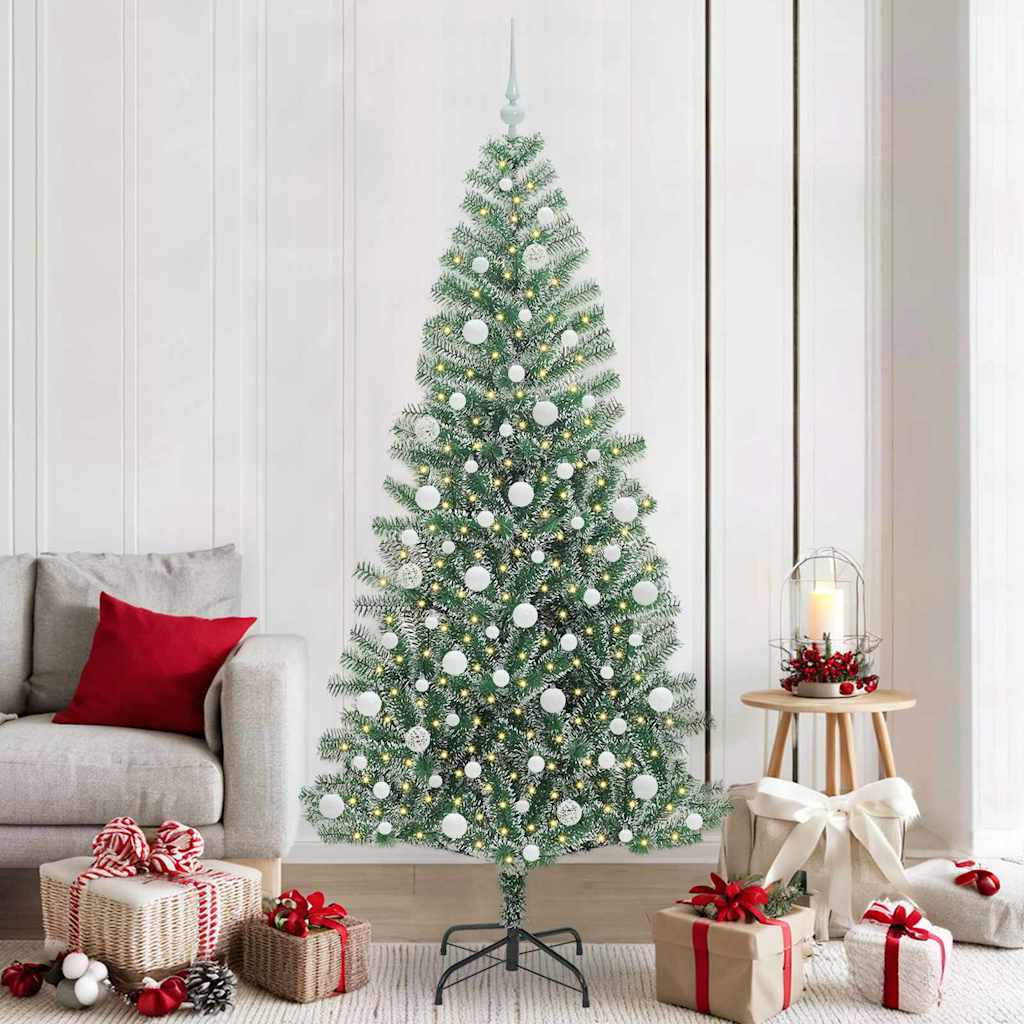 CINDEL Artificial Christmas Tree Snow Flocked with LED Light 210 cm - Direct Imports