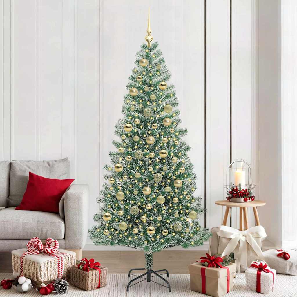 CINDEL Artificial Christmas Tree Snow Flocked with LED Light 210 cm - Discount Dealers