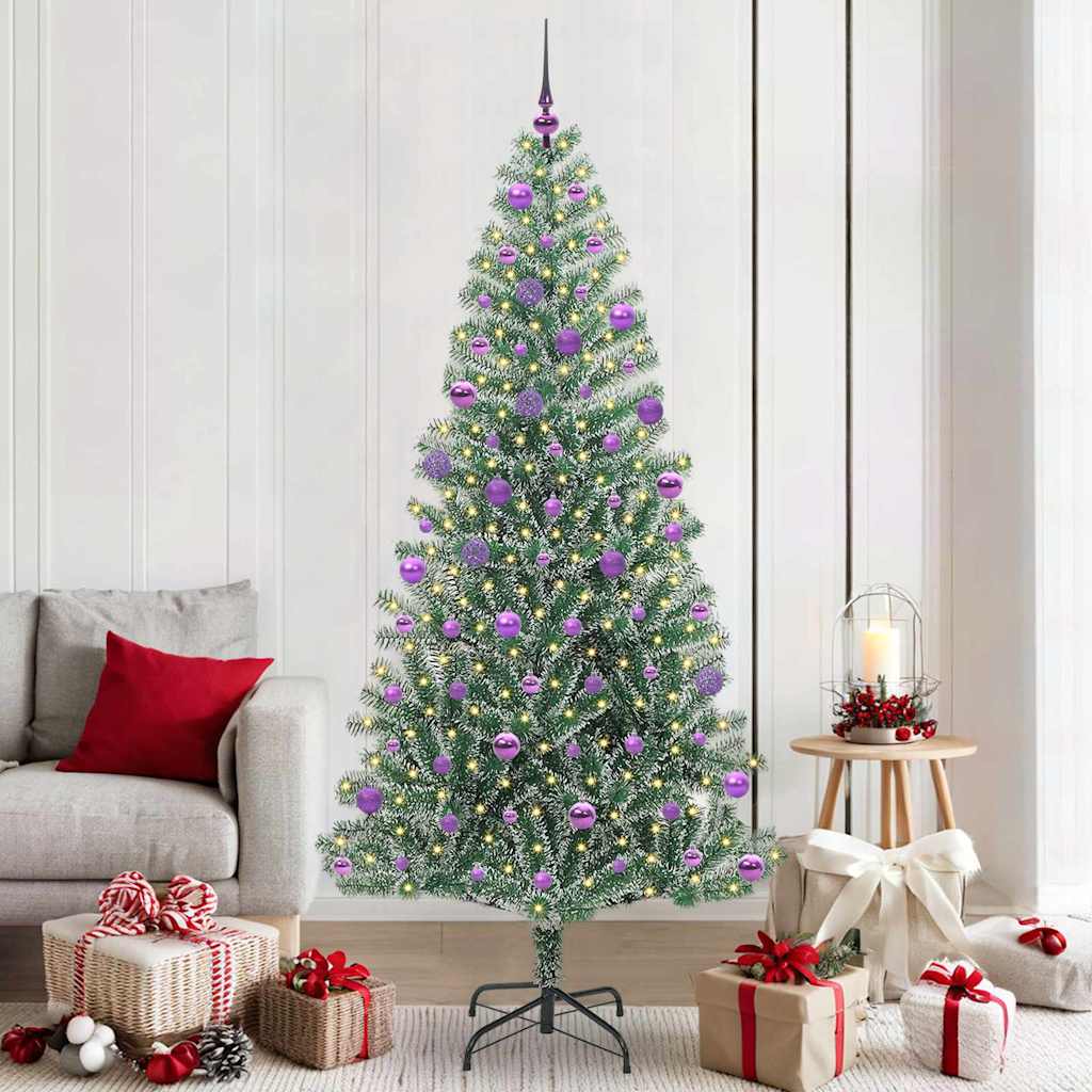 CINDEL Artificial Christmas Tree Snow Flocked with LED Light 210 cm - Merlin Deals