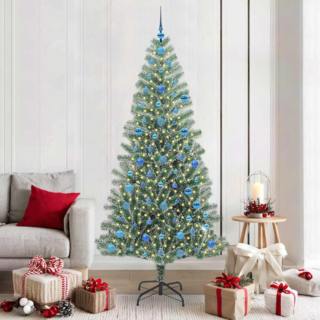 CINDEL Artificial Christmas Tree Snow Flocked with LED Light 210 cm - Millennium Furniture