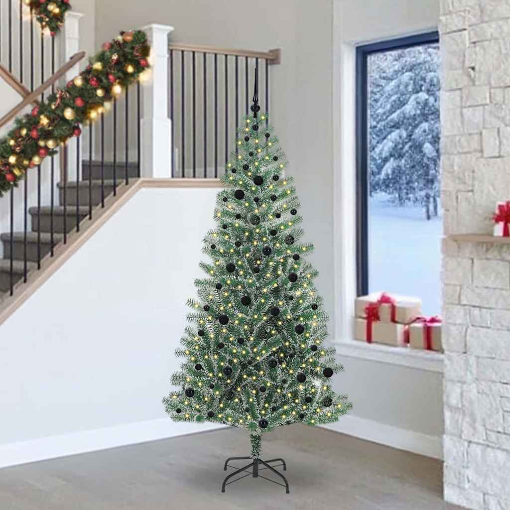 CINDEL Artificial Christmas Tree Snow Flocked with LED Light 240 cm - Style and Chic