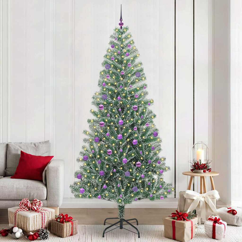CINDEL Artificial Christmas Tree Snow Flocked with LED Light 240 cm - Brittle & Co