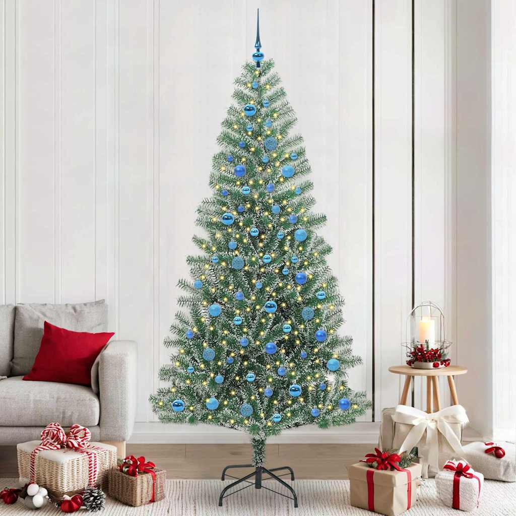 CINDEL Artificial Christmas Tree Snow Flocked with LED Light 240 cm - Casper Homes