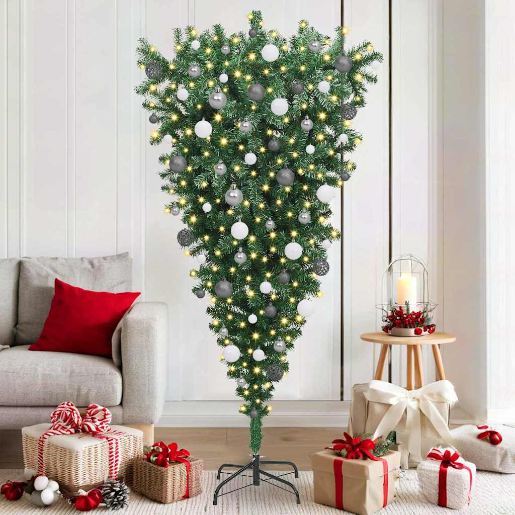 CINDEL Upside-down Artificial Pre-lit Christmas Tree with Ball Set - Discount Dealers