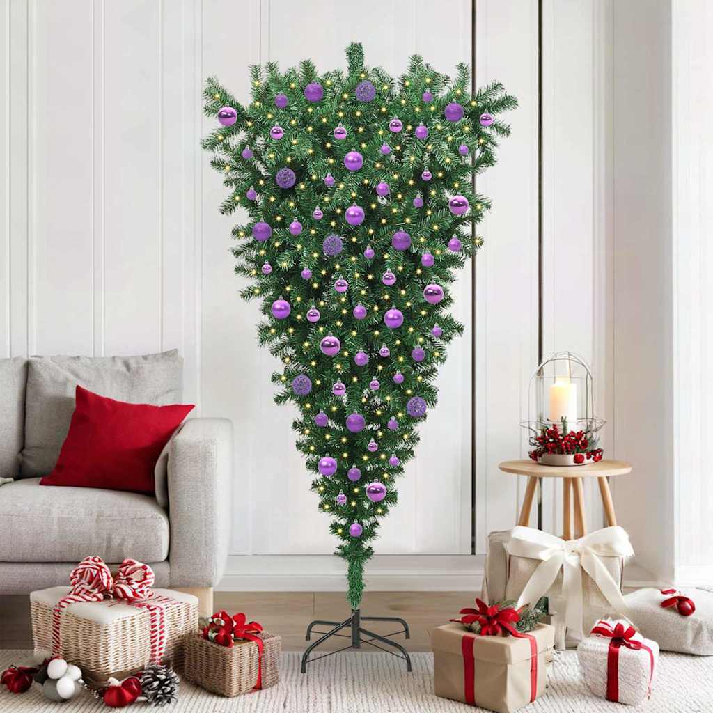 CINDEL Upside-down Artificial Pre-lit Christmas Tree with Ball Set - The Home Maker