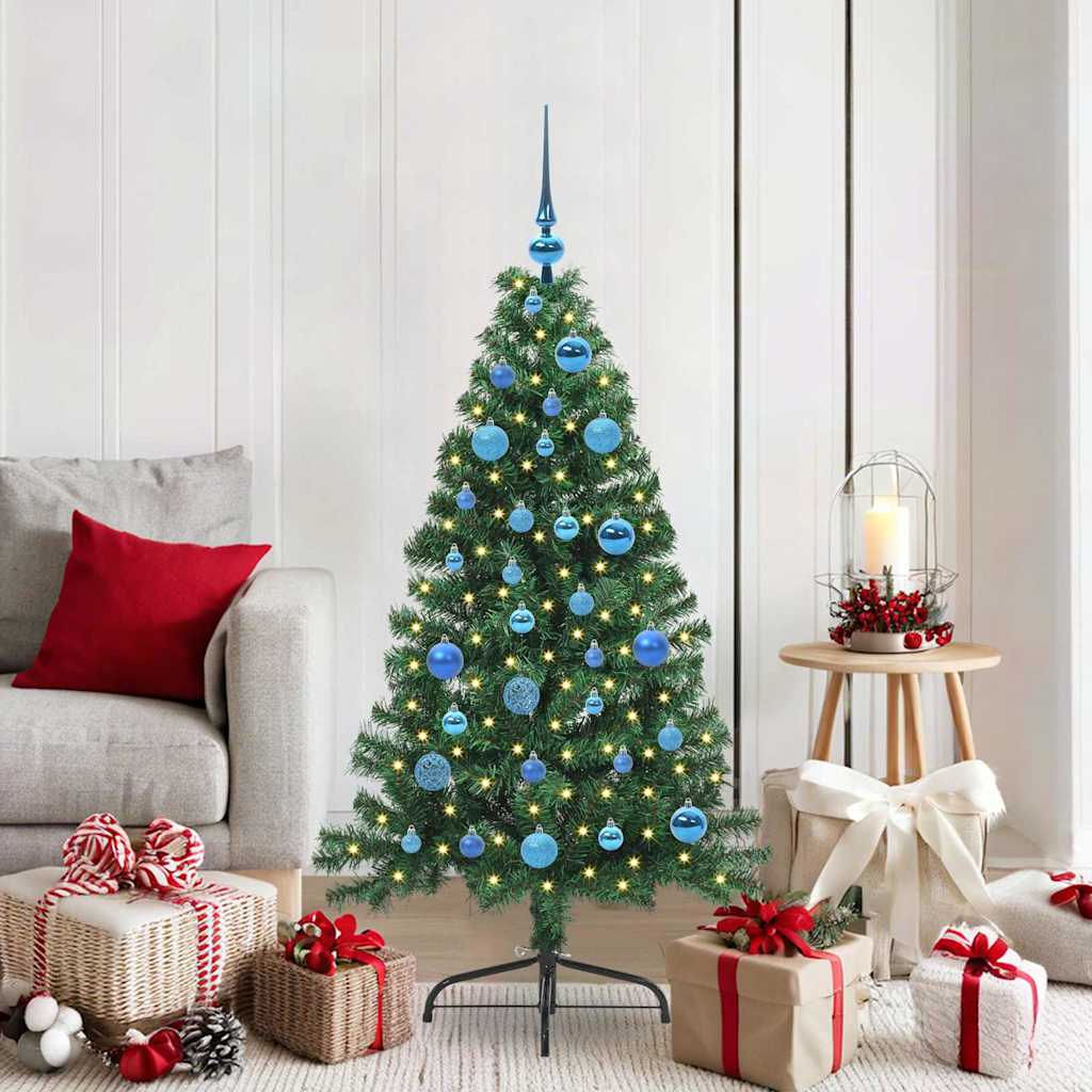 EMBERI Artificial Pre-lit Christmas Tree Green 150 cm PVC - Decor Base