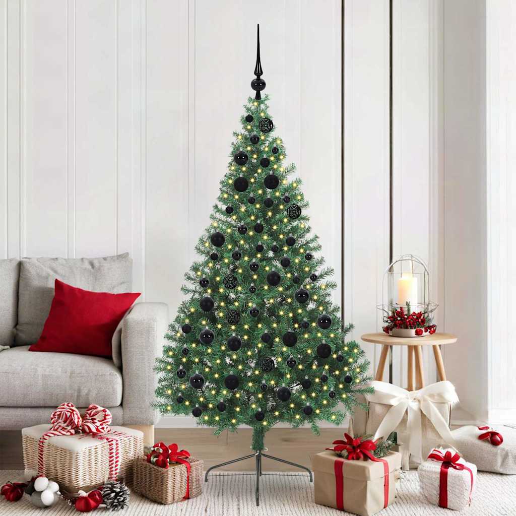 EMBERI Artificial Pre-lit Christmas Tree Green 180 cm PVC - Millennium Furniture