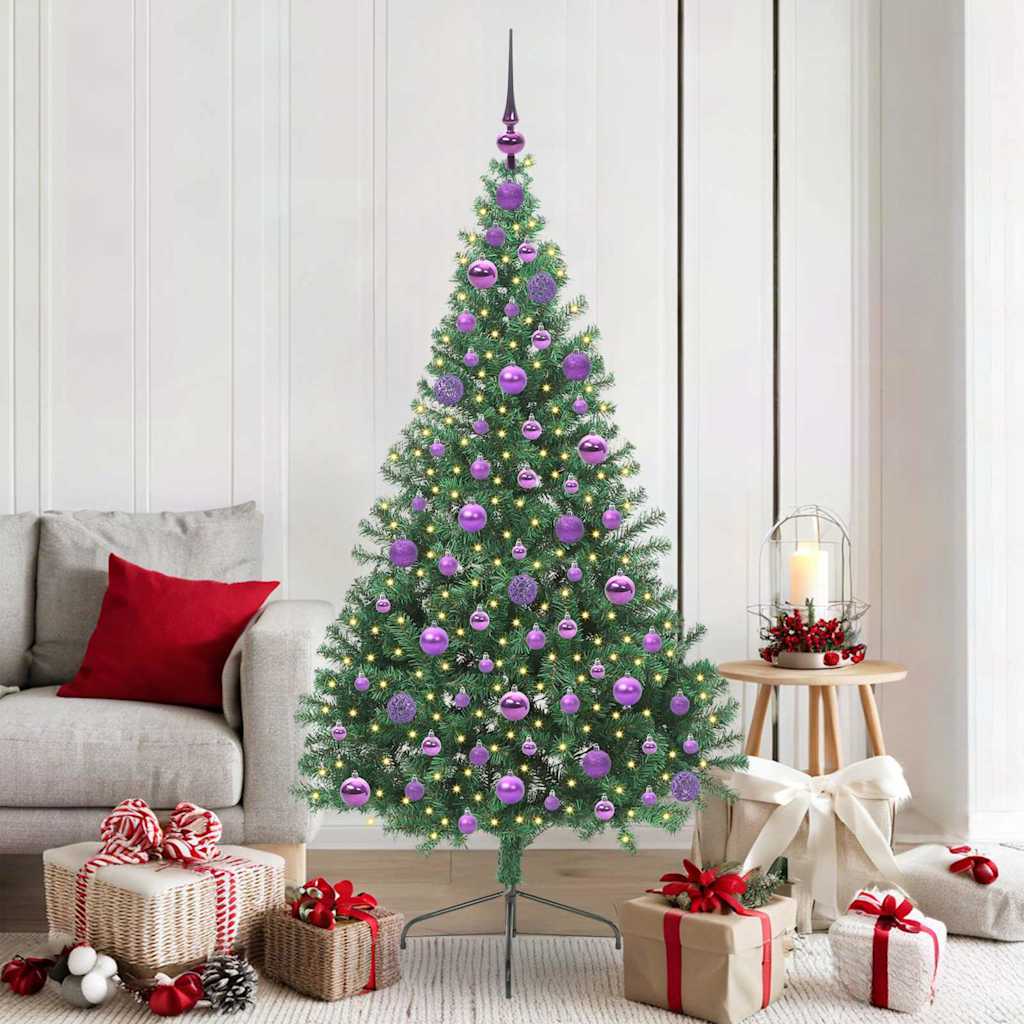 EMBERI Artificial Pre-lit Christmas Tree Green 180 cm PVC - Tyrell & Tyrell