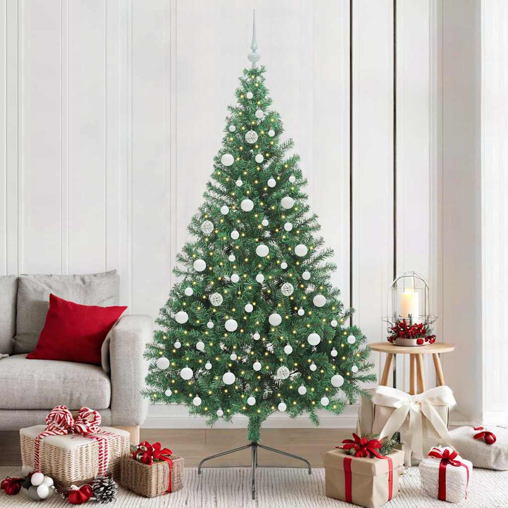 EMBERI Artificial Pre-lit Christmas Tree Green 210 cm PVC - Discount Dealers