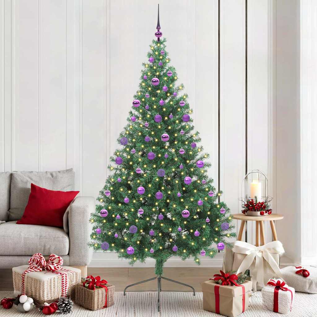 EMBERI Artificial Pre-lit Christmas Tree Green 210 cm PVC - Millennium Furniture