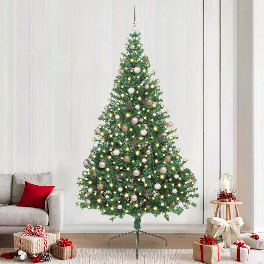 EMBERI Artificial Pre-lit Christmas Tree Green 240 cm PVC - The Home Maker