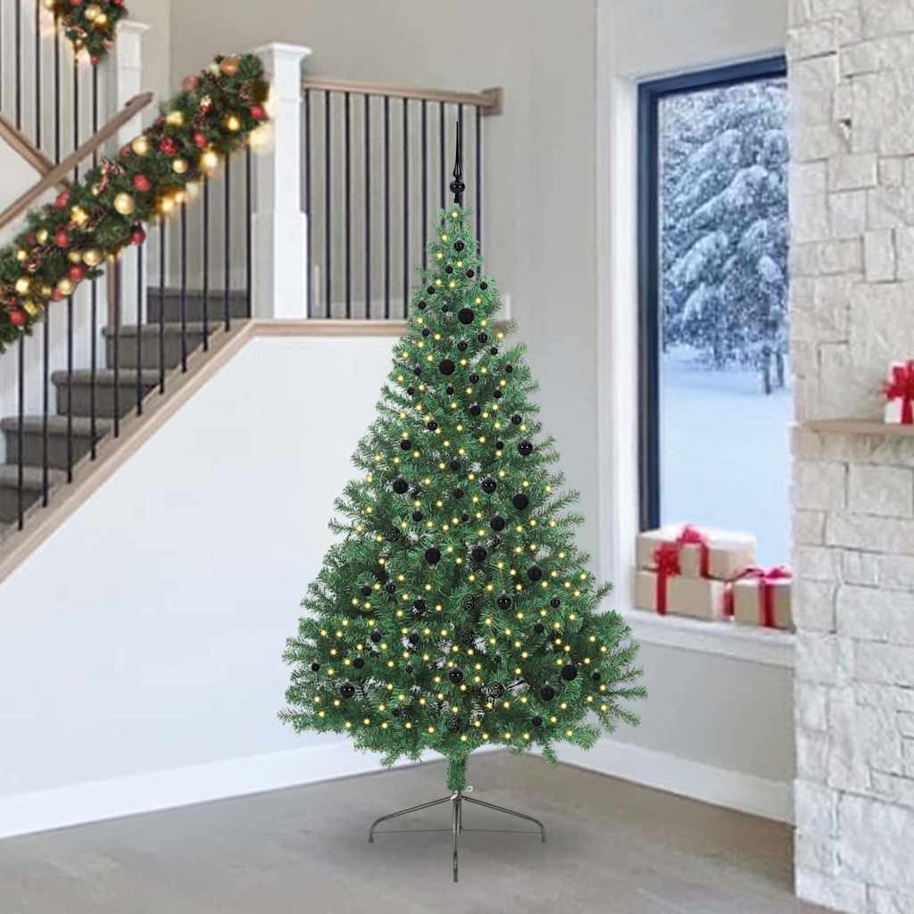 EMBERI Artificial Pre-lit Christmas Tree Green 240 cm PVC - All Things Good