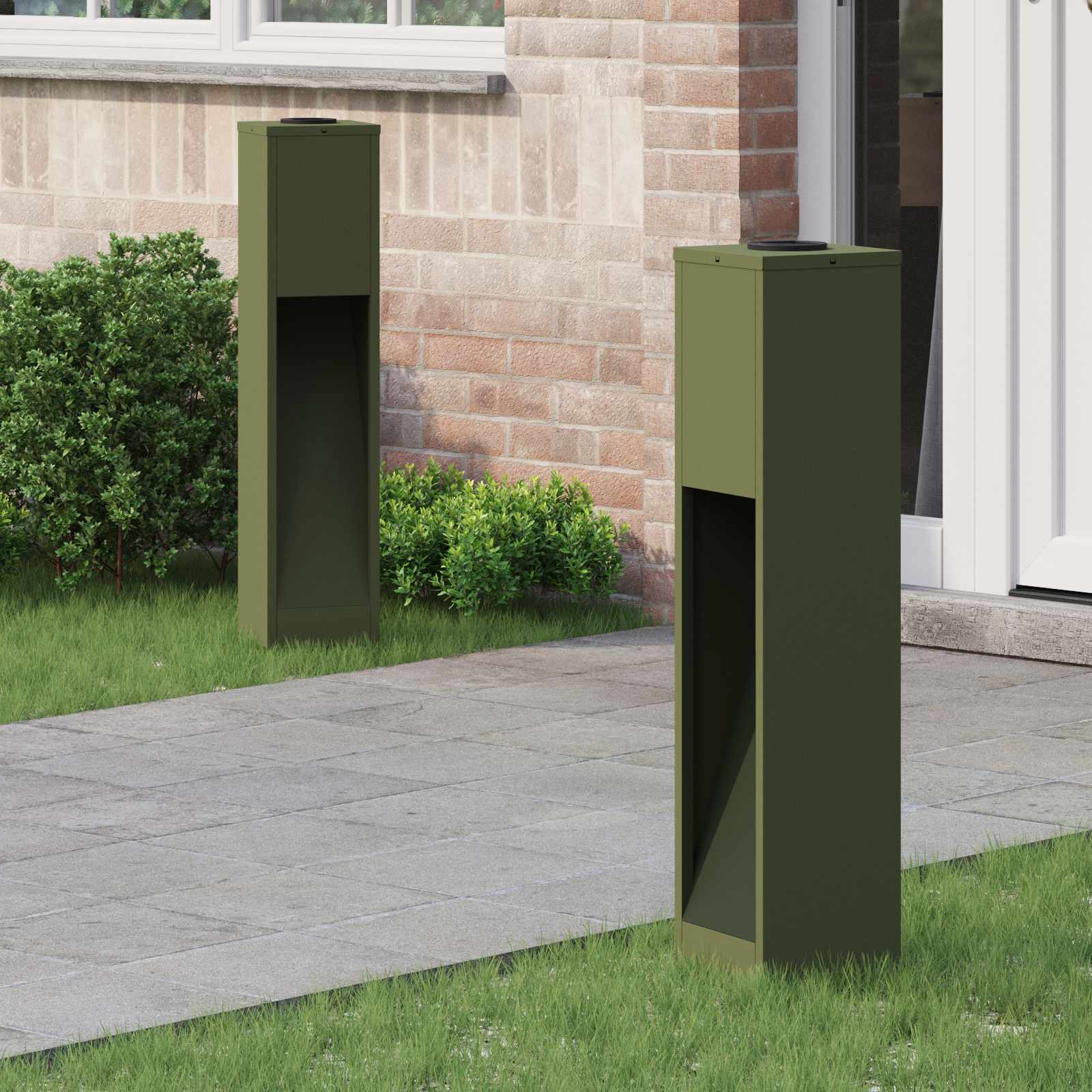 NIEBRO Solar Led Pathway Light 2 pcs Olive Cold Rolled Steel - Green - Design Hut