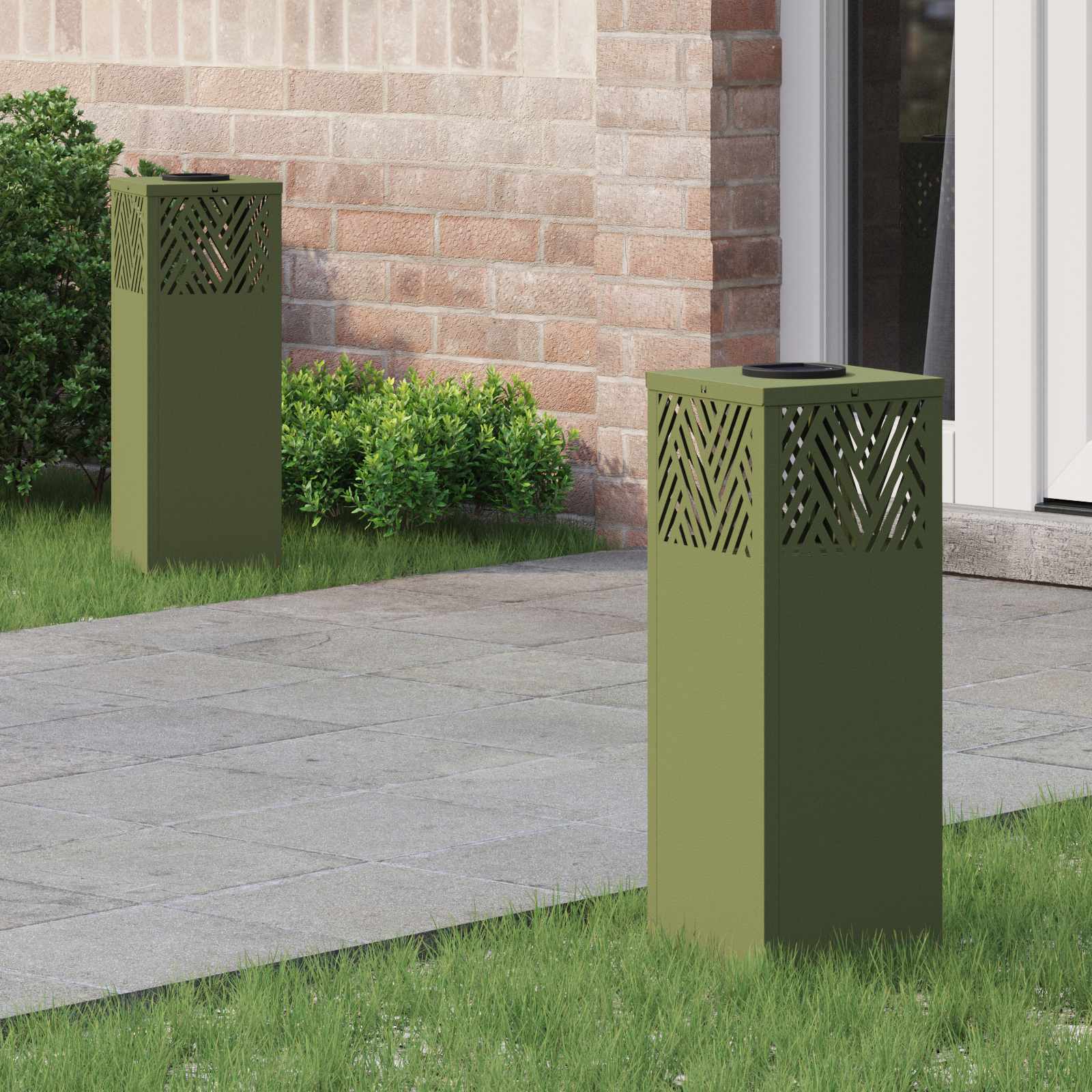 NIEBRO Solar LED Pathway Light 2 pcs Olive Cold Rolled Steel - Green - Design Hut