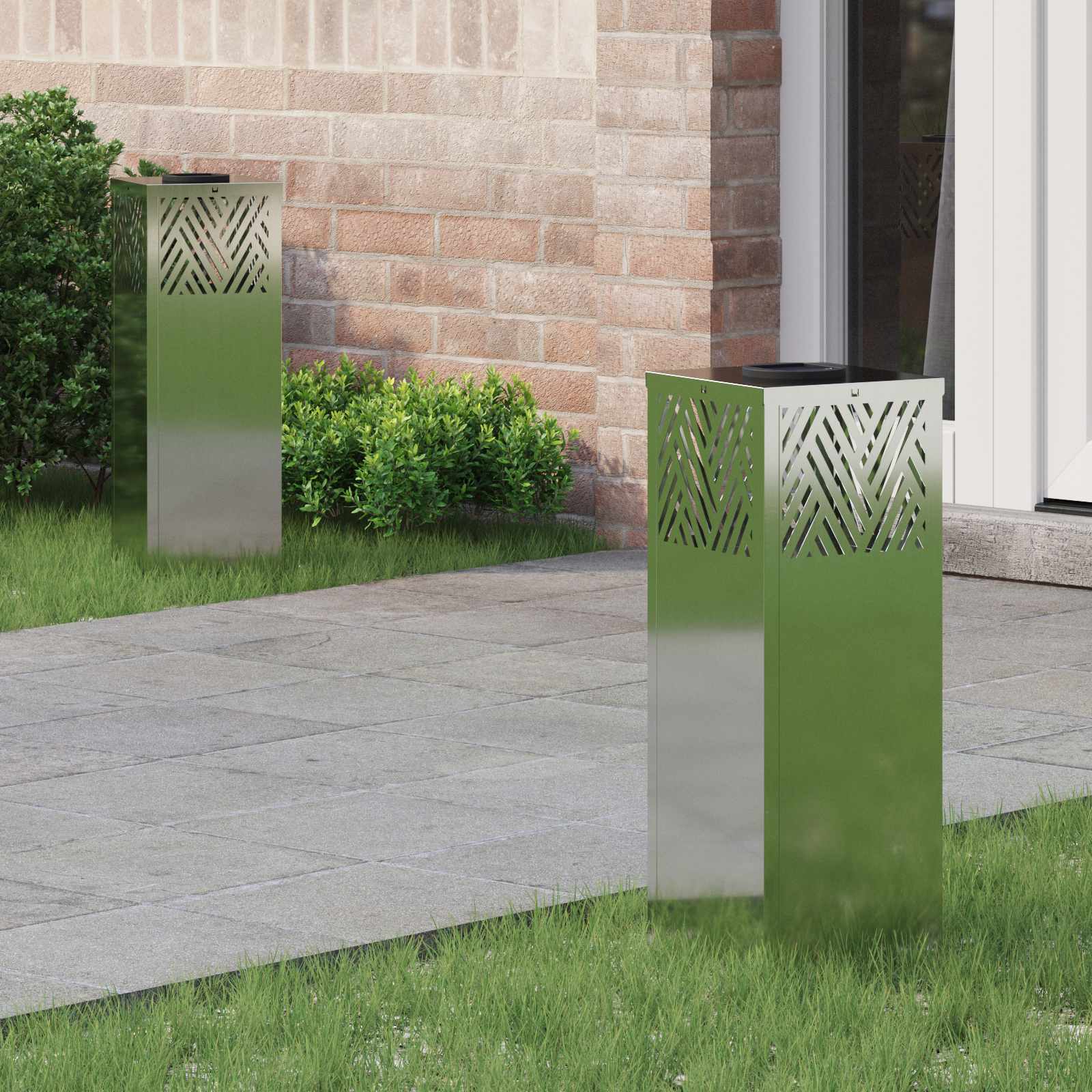 NIEBRO Solar LED Pathway Light Herringbone 2 pcs Galvanized Galvanized - Design Hut