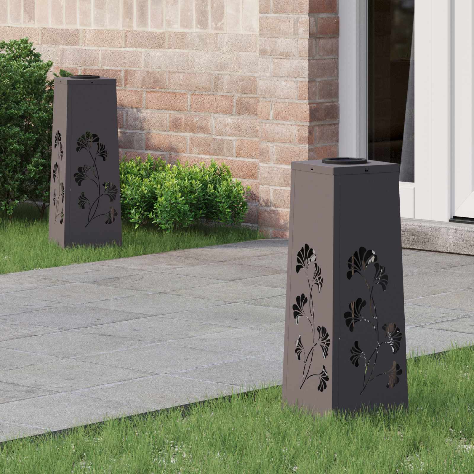 NIEBRO Solar LED Pathway Light 2 pcs Cold Rolled Steel - Black - Design Hut