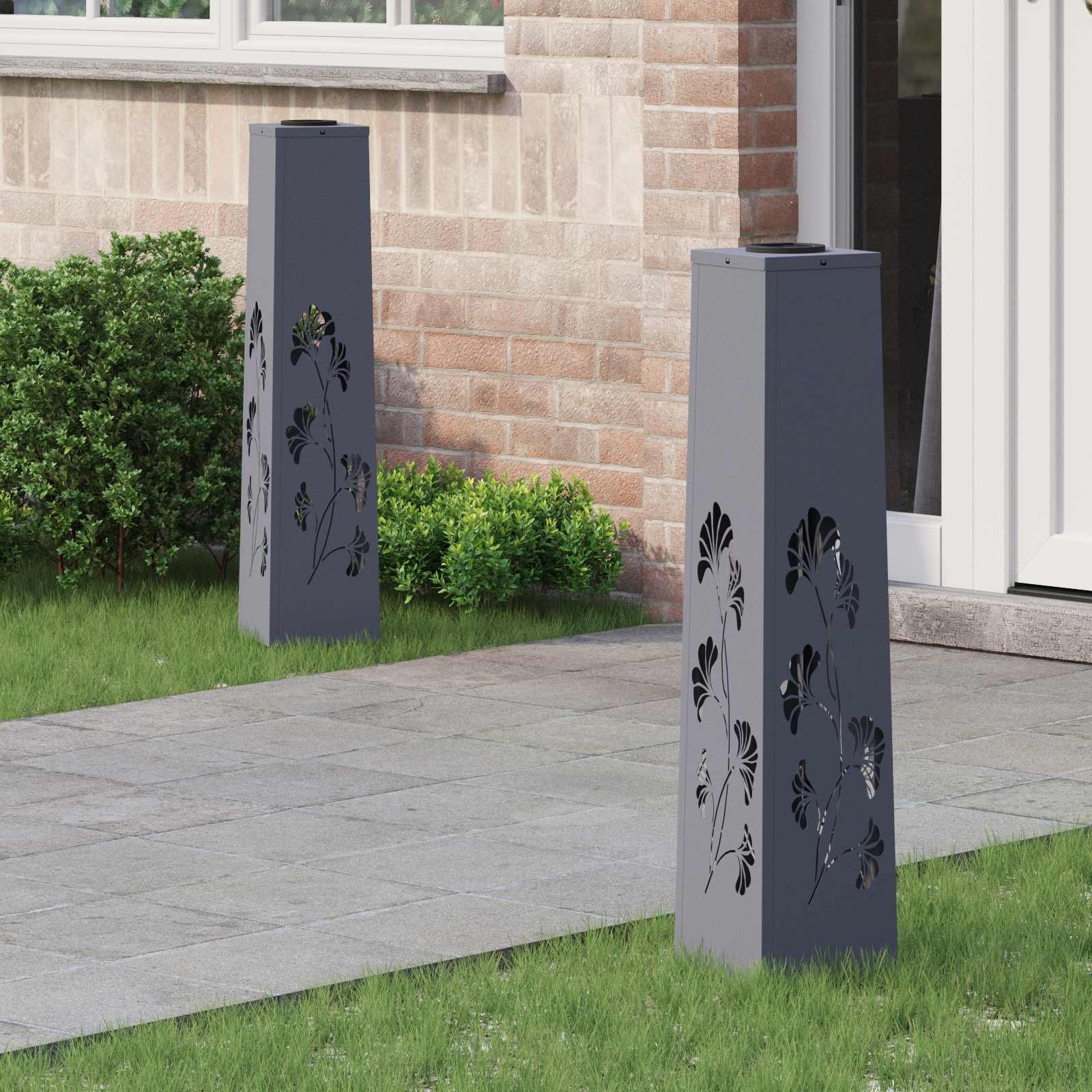 NIEBRO Solar LED Pathway Light 2 pcs Anthracite Cold Rolled Steel - Design Hut