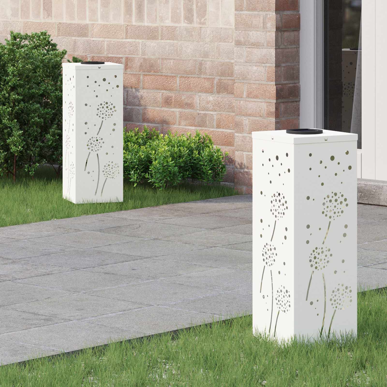 NIEBRO Solar LED Pathway Light 2 pcs Cold Rolled Steel - White - Design Hut