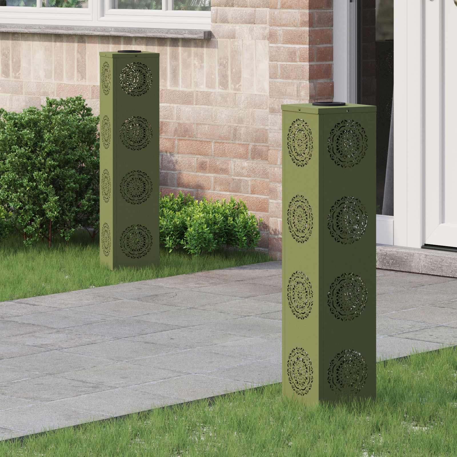 NIEBRO Solar LED Pathway Light 2 pcs Olive Cold Rolled Steel - Green - Design Hut