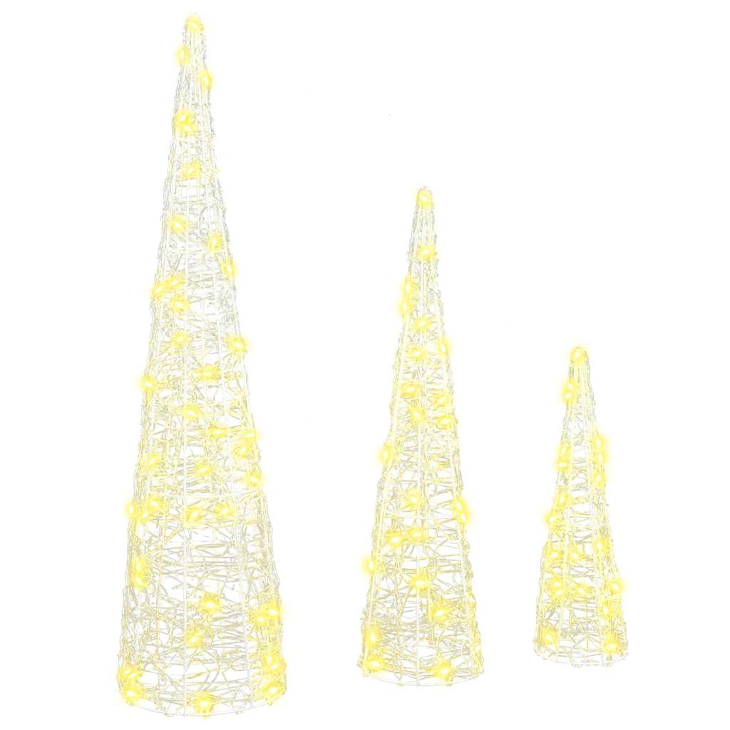MISTLEA Christmas Tree 3 pcs Warm white 20 x 20 x 80 cm Acrylic - R and M Furniture