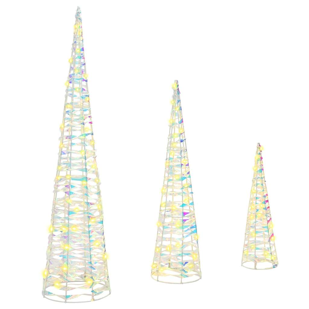 MISTLEA Christmas Tree 3 pcs Warm white 20 x 20 x 80 cm PET - Tyrell & Tyrell