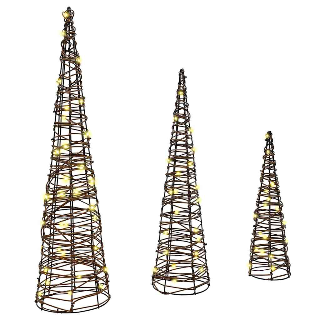 MISTLEA Christmas Tree 3 pcs Warm white 20 x 20 x 80 cm Rattan - All Things Good