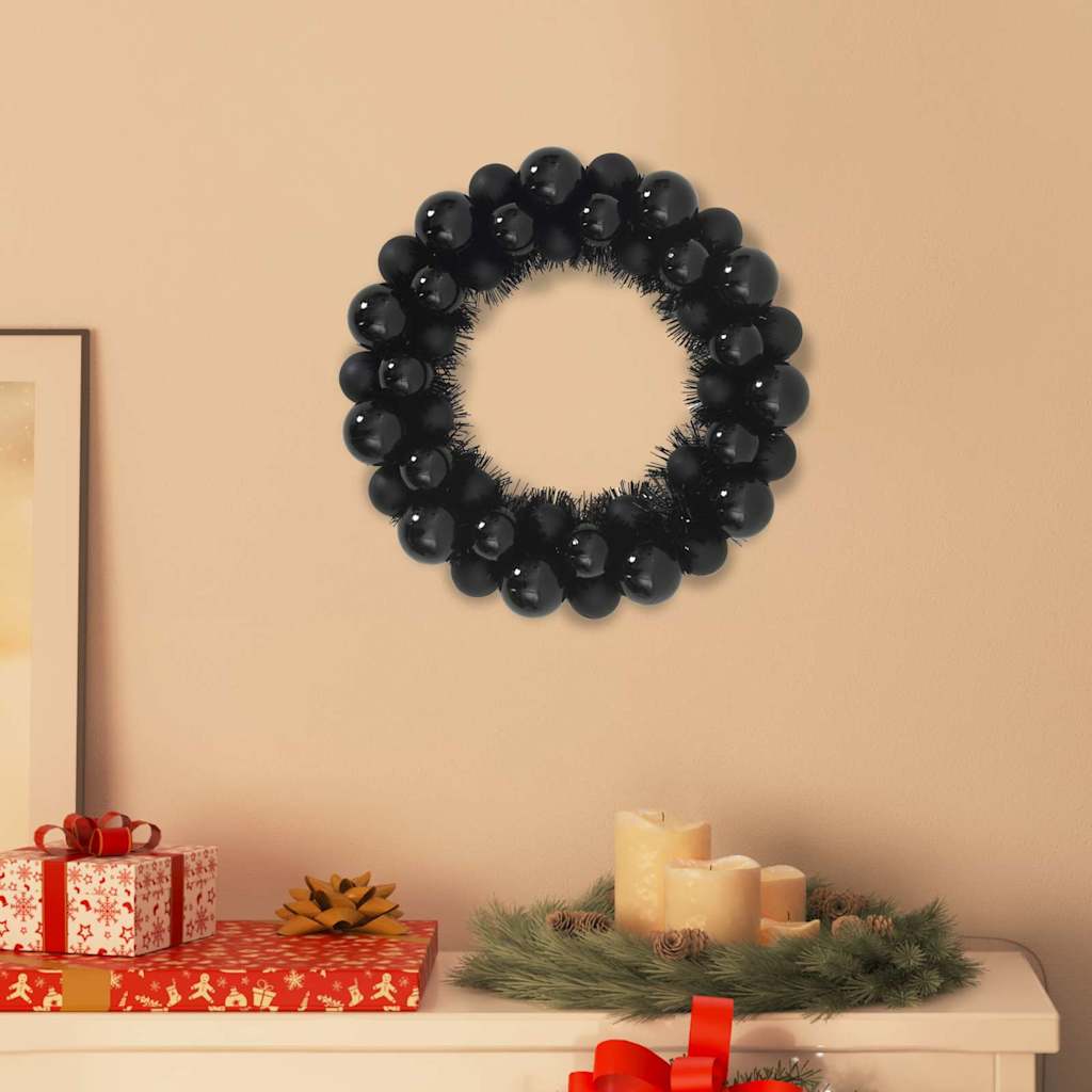 FROSTIQ Christmas Ball Wreathes 2 pcs Black 33 x 33 x 7 cm Polystyrene - Brittle & Co