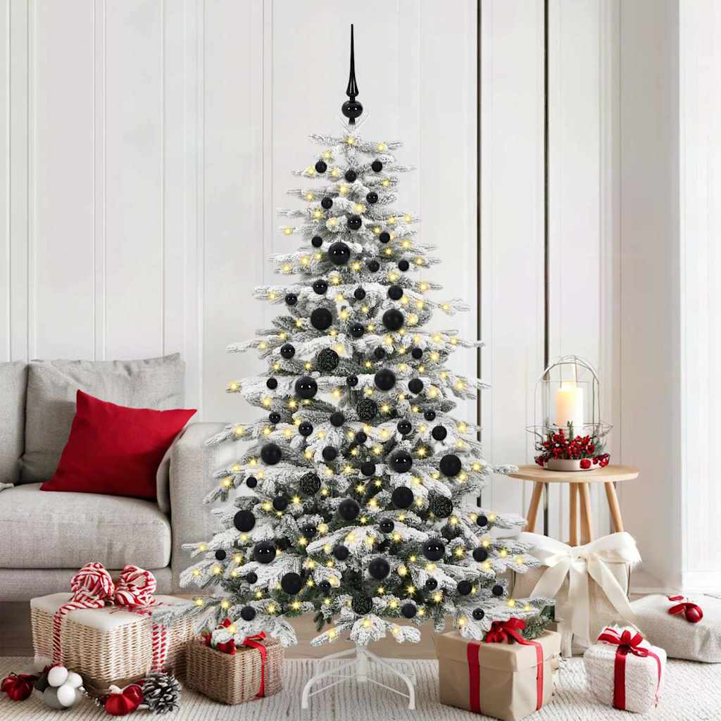 FLINRA Christmas Bauble Set with 300 LEDs 120 pcs Black Plastic - Merkel Designers