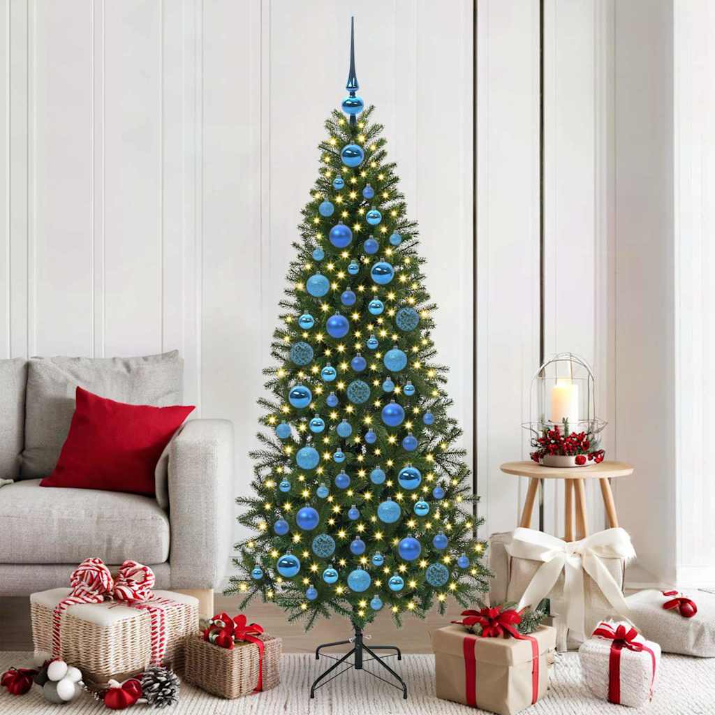 FLINRA Christmas Bauble Set with 300 LEDs 120 pcs Blue Plastic - Charlotte Dunes