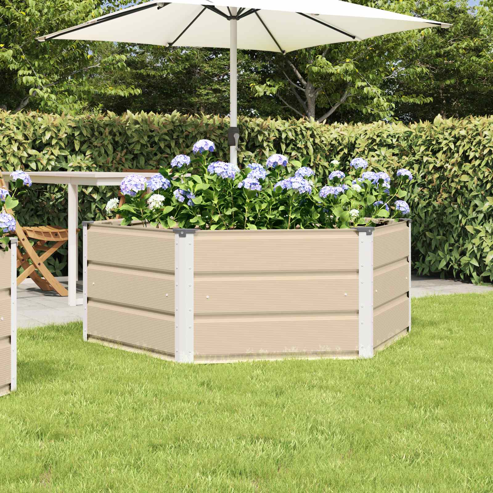 VIDEN Planter 129x129x45 cm Steel - Ivory - Design Hut