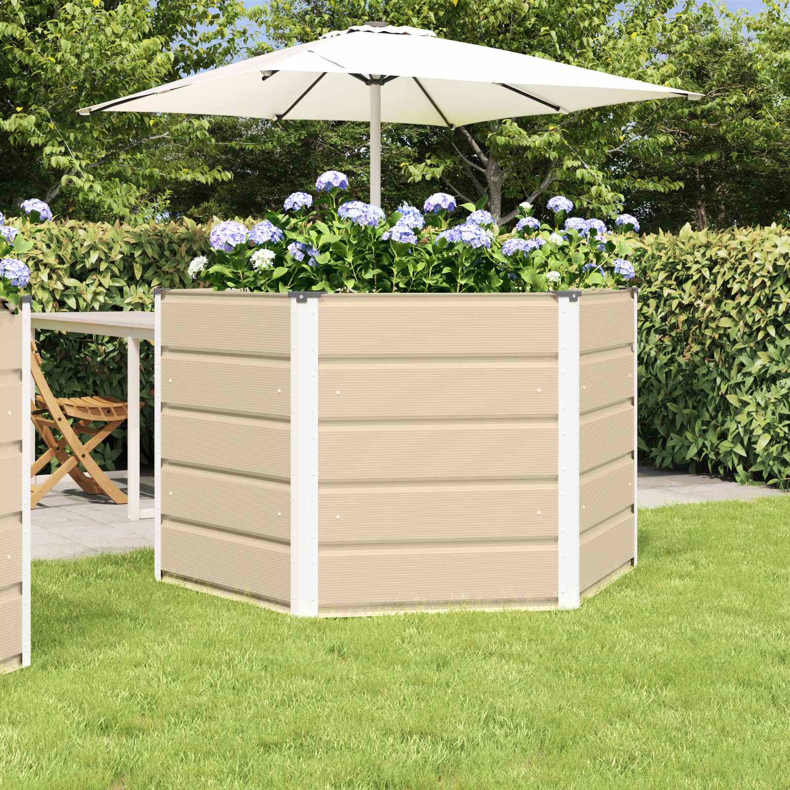 VIDEN Planter 129x129 x75 cm Steel - Ivory - Design Hut