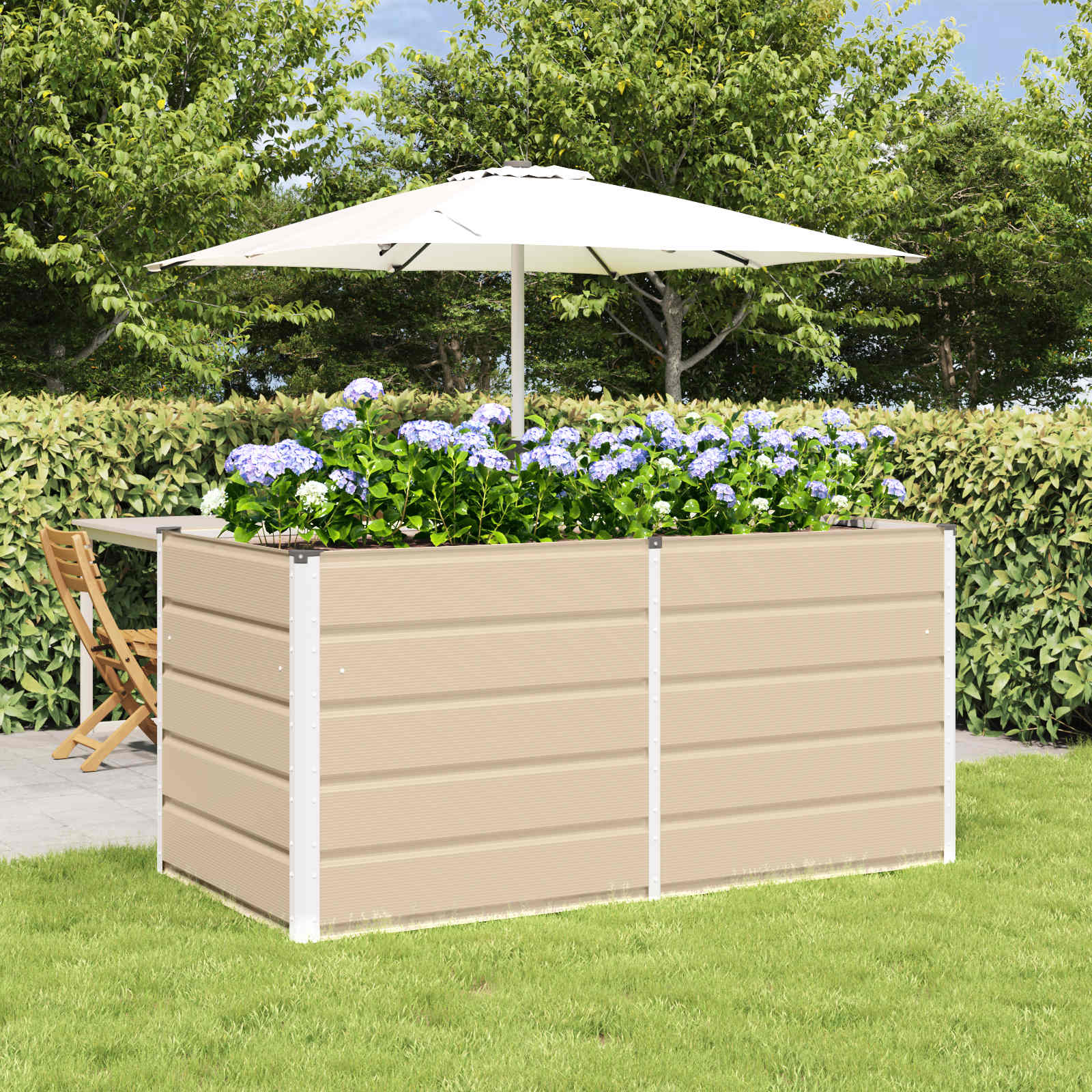PHAFORD Planter 160x80x75 cm Steel - Ivory - Design Hut