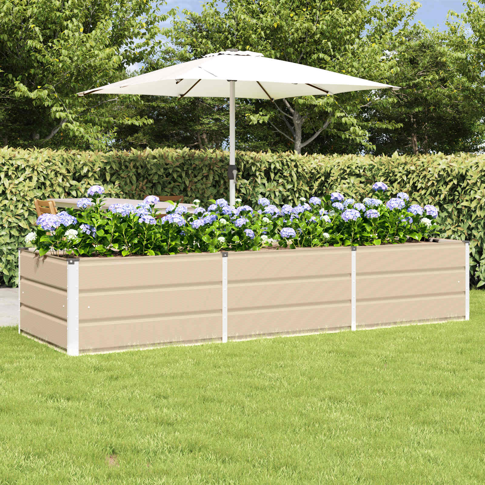 PHAFORD Planter 240x80x45 cm Steel - Ivory - Design Hut