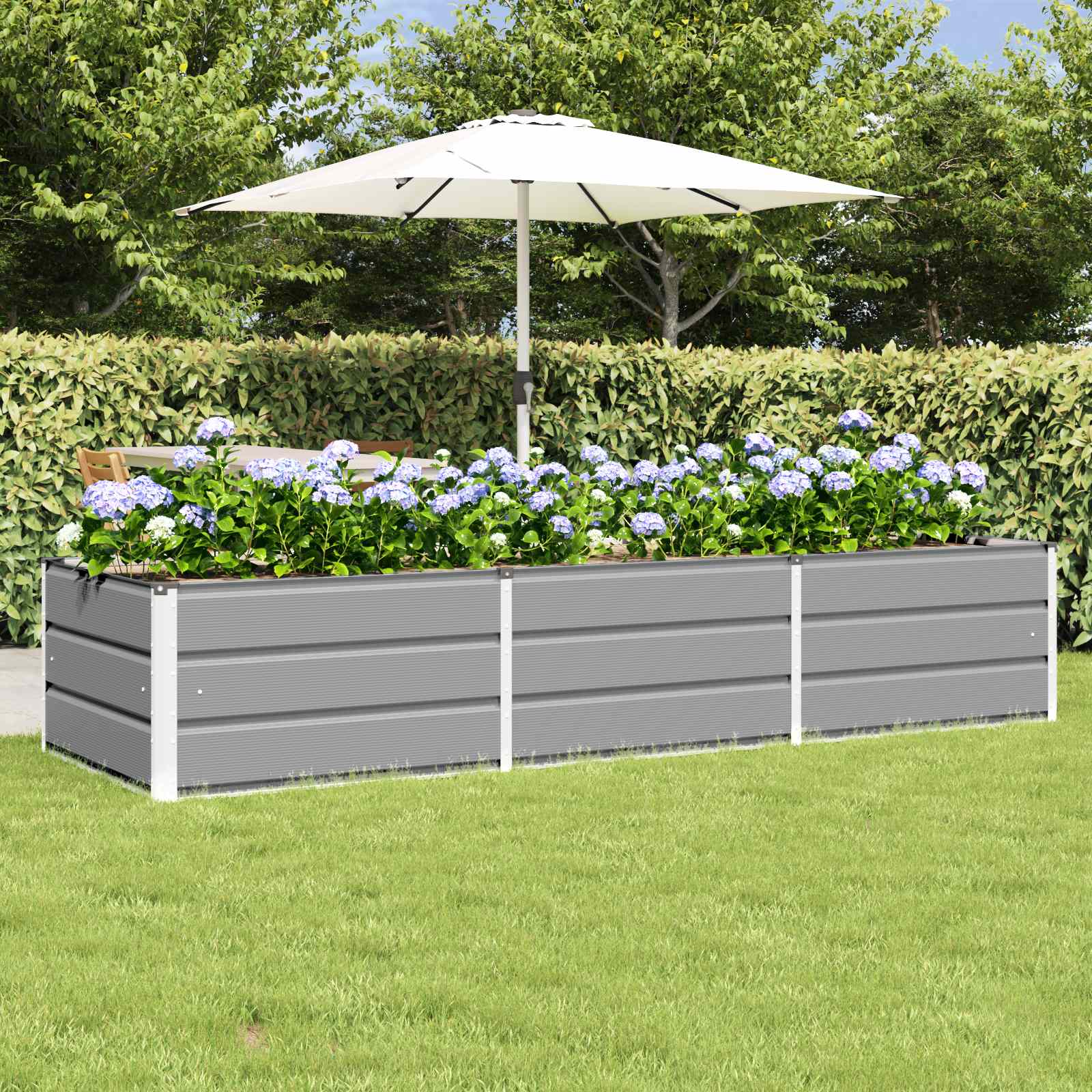 EVACOVE Planter Light 240x80x45 cm Steel - Grey - Design Hut