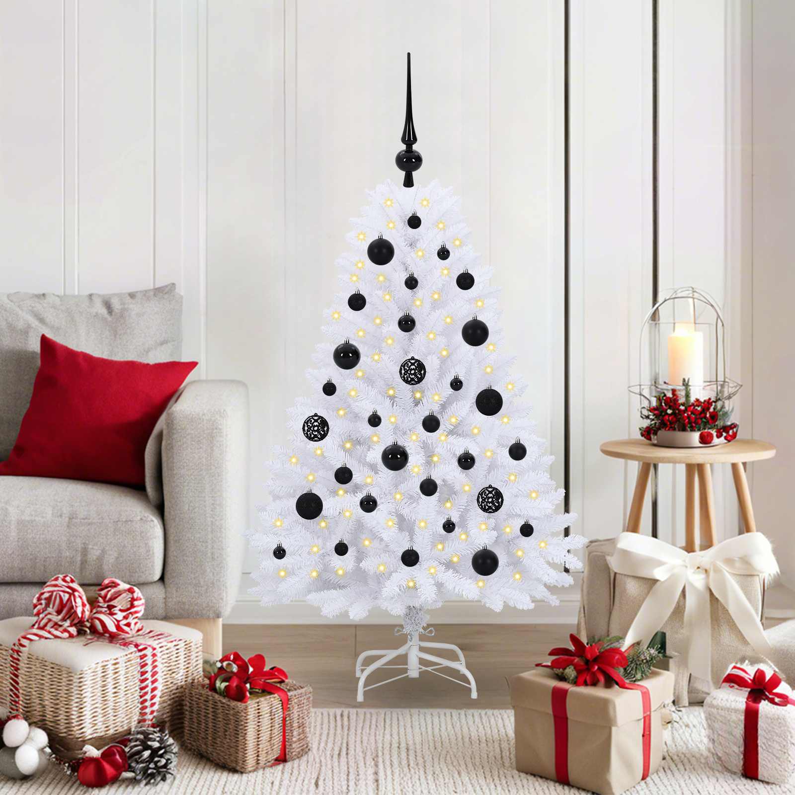 FROSTEL Artificial Hinged Christmas Tree White 120 cm PVC and Steel - Sid & Sam