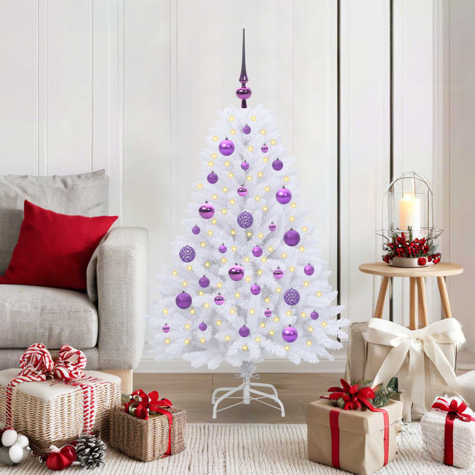 FROSTEL Artificial Hinged Christmas Tree White 120 cm PVC and Steel - All Things Good