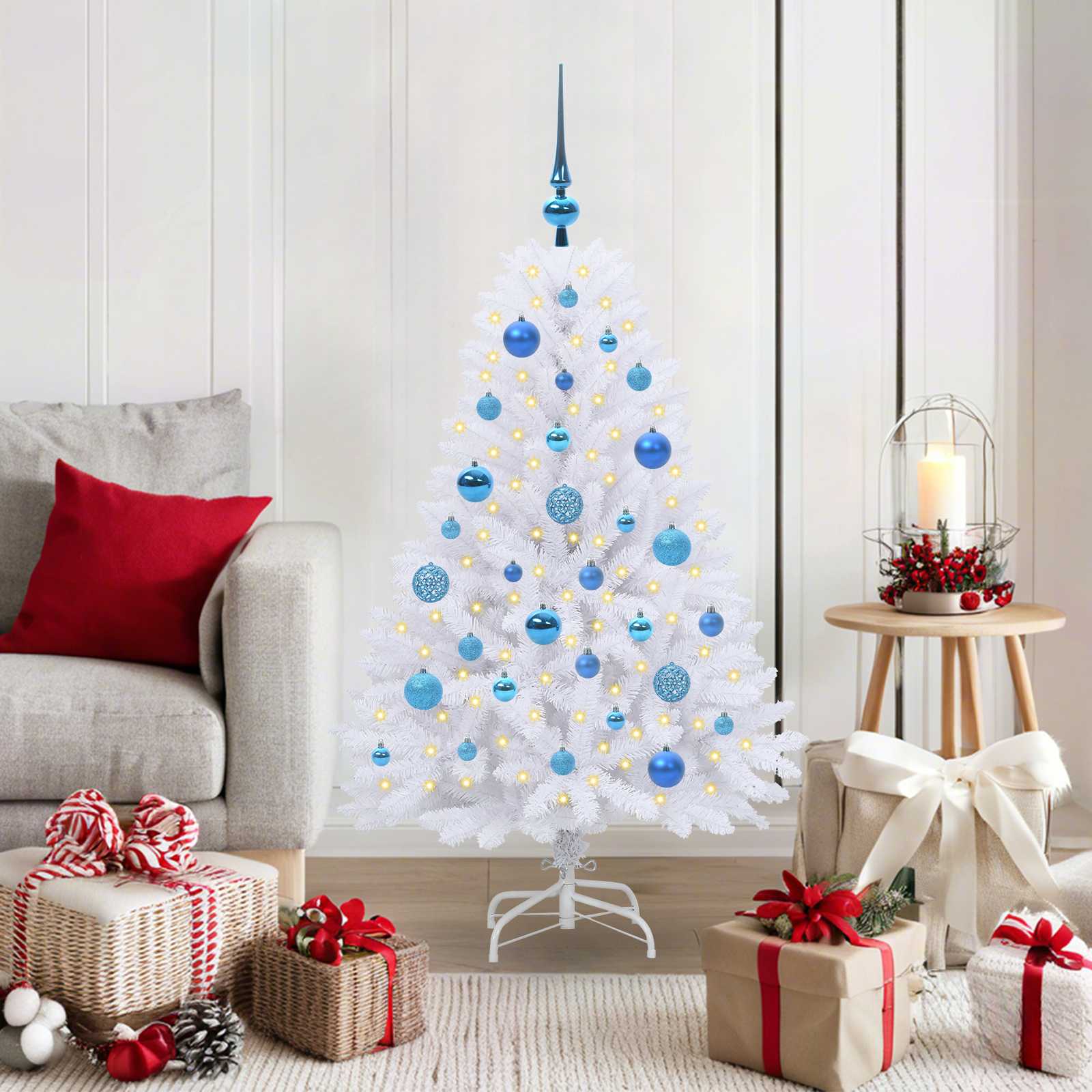 FROSTEL Artificial Hinged Christmas Tree White 120 cm PVC and Steel - Brittle & Co