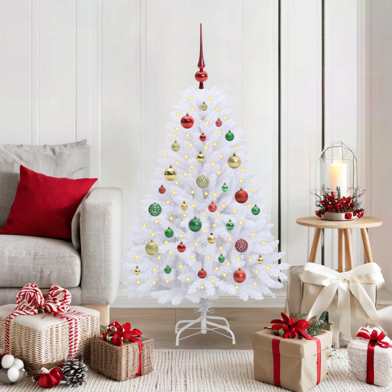 FROSTEL Artificial Hinged Christmas Tree White 120 cm PVC and Steel - Casper Homes