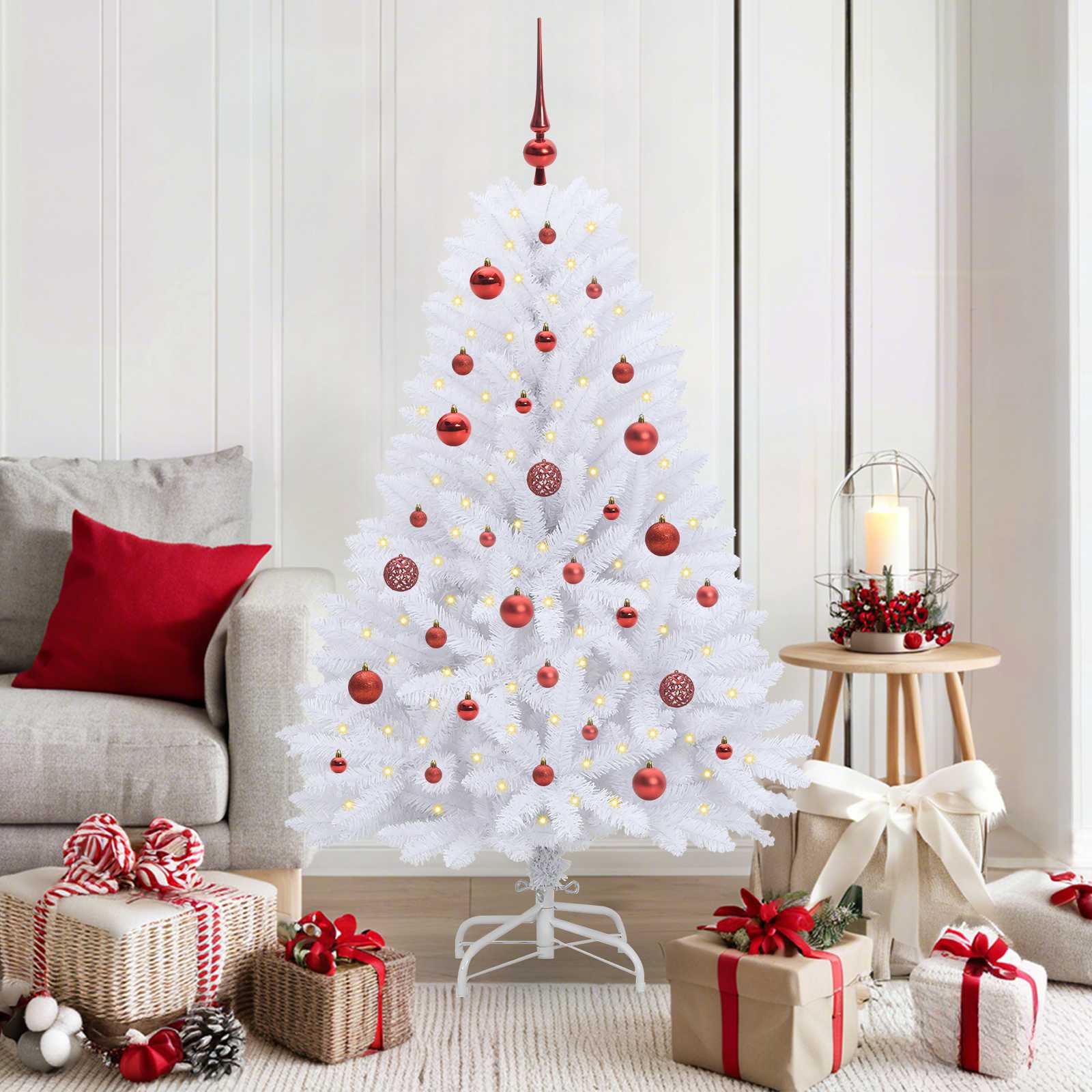 FROSTEL Artificial Hinged Christmas Tree White 150 cm PVC and Steel - Charlotte Dunes